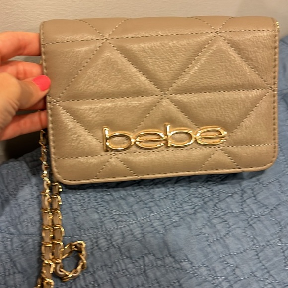 Bebe Quilted Handbag Tan Clutch with 2 straps - Picture 2 of 4